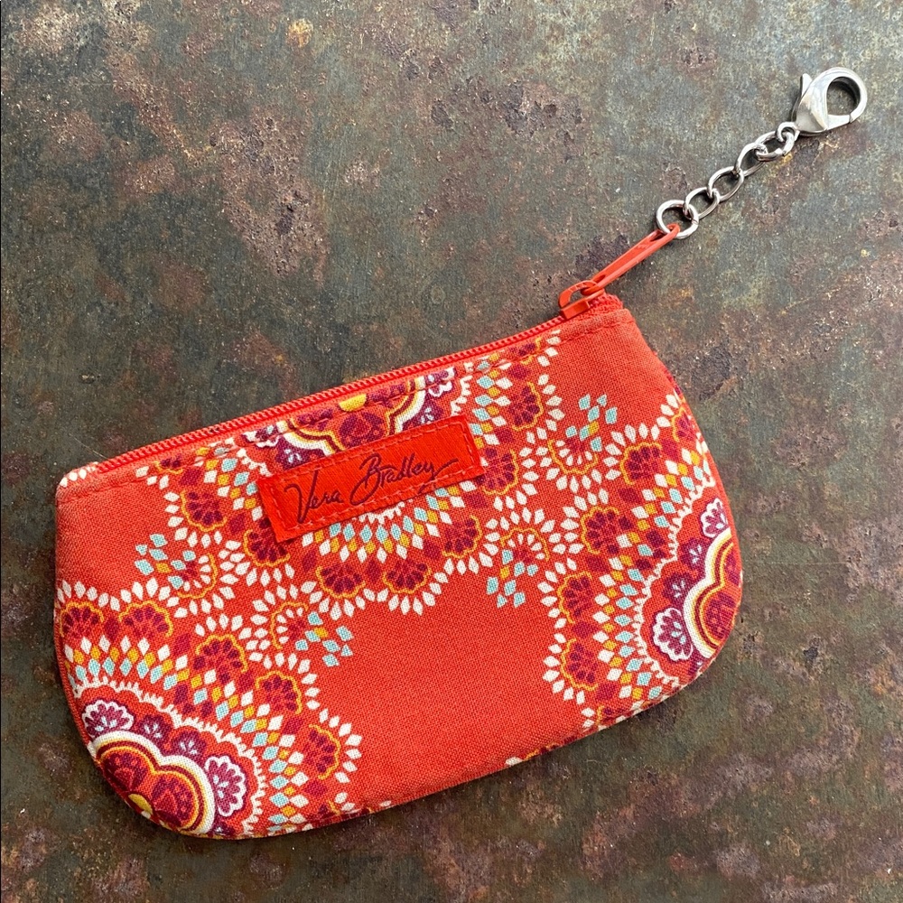 Vera Bradley Paprika Pattern (Retired 2010) Zip ID Card/Coin Wallet. Orange